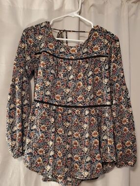 Knox Rose Black Floral Long-Sleeve Blouse